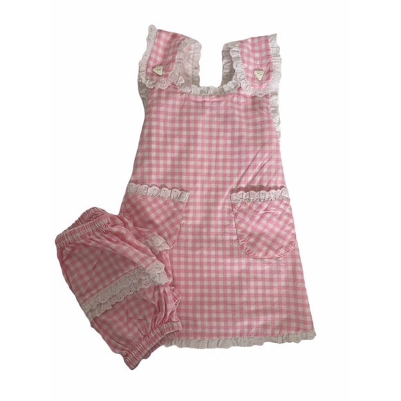 Hand Crafted Other - Handmade pink gingham sundress with diaper cover